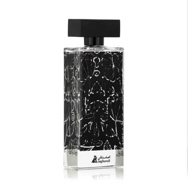 shurooq perfume bottle with black and white design on a white background